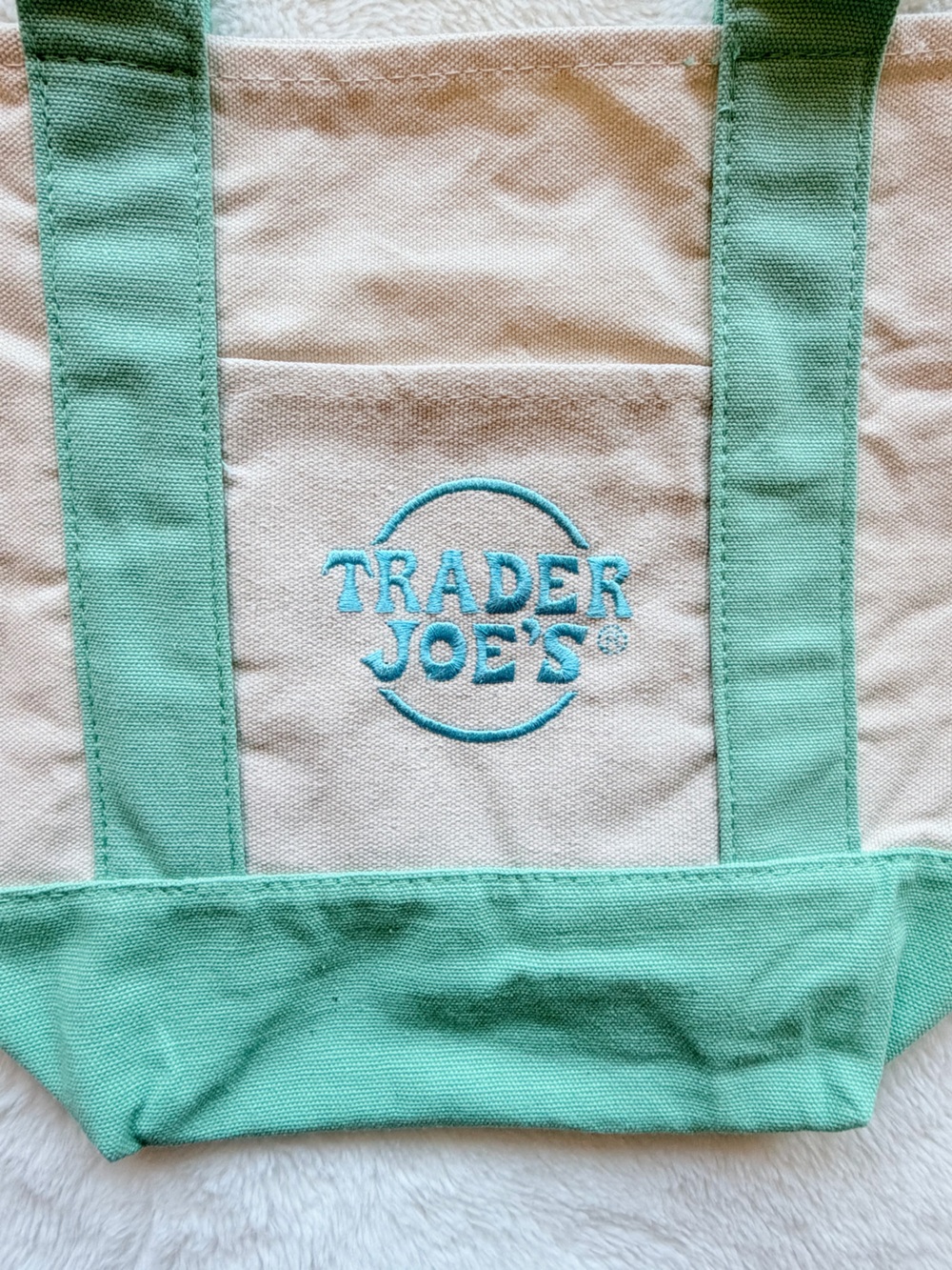 Trader Joe's Pastel Canvas Tote Bag - Set of 3 - Blue, Pink, Mint - Picture 3 of 9